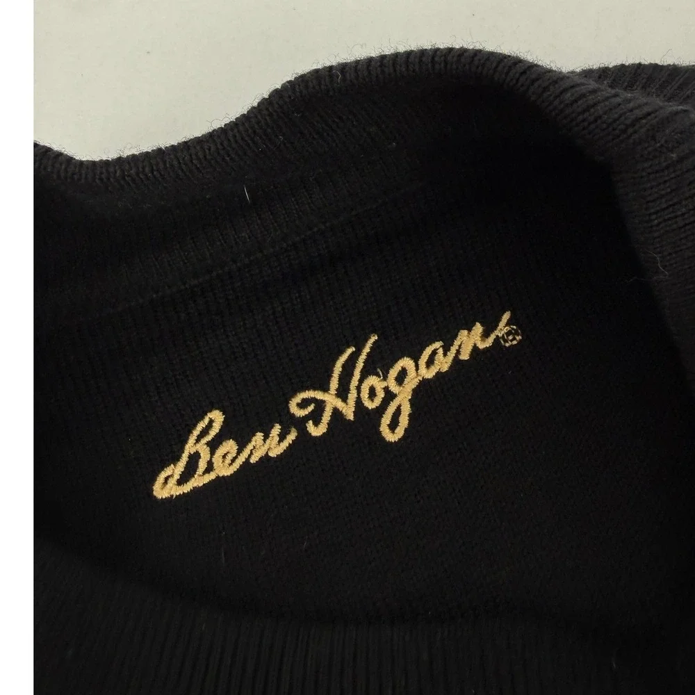 Ben Hogan Sweater Mens XL‎ Black 100% Merino Wool Mock Neck Long Sleeve Knit